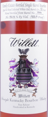 Willett 13 Years Single Barrel No. 8119 Family Estate Rare Release Kentucky Straight Bourbon Whiskey 62,9%