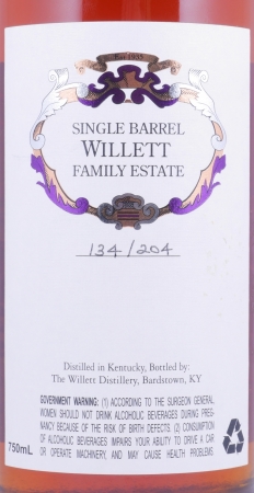 Willett 6 Years Single Barrel No. 110 Purple Wax Sealed Family Estate Rare Release Kentucky Straight Bourbon Whiskey 60.6%