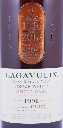 Lagavulin 1991 24 Years Sherry Butt 200th Anniversary Charity Islay Single Malt Scotch Whisky 52.7%