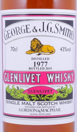 Glenlivet 1977 37 Years Refill Sherry und American Hogsheads Gordon und MacPhail J.G. Smiths Label Speyside Single Malt Scotch Whisky 43,0%