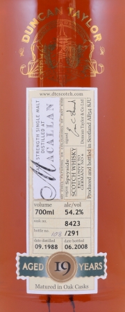 Macallan 1988 19 Years Sherry Cask No. 8423 Duncan Taylor Cask Strength Rare Auld Edition Highland Single Malt Scotch Whisky 54,2%