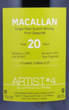 Macallan 1990 over 20 Years Hogshead Cask No. 15827 La Maison du Whisky Artist #4 Highland Single Malt Scotch Whisky 49,2%