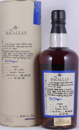 Macallan 1980 21 Years Sherry Butt Cask No. 17937 Exceptional Single Cask 3 Blue Ribbon Highland Single Malt Scotch Whisky 51,0%
