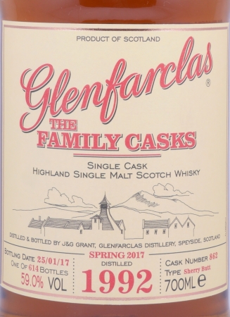 Glenfarclas 1992 24 Years The Family Casks First Fill Sherry Butt Cask No. 862 Highland Single Malt Scotch Whisky 59,0%