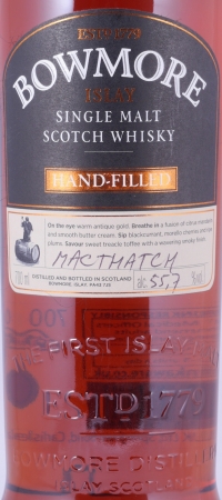 Bowmore 1999 18 Years 1st Fill Pedro Ximénez Sherry Butt No. 25 Hand-Filled Islay Single Malt Scotch Whisky 55.7%
