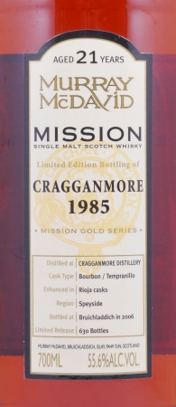 Cragganmore 1985 21 Years Bourbon / Tempranillo Rioja Cask Finish Murray McDavid Mission Gold Speyside Single Malt Scotch Whisky 55,6%