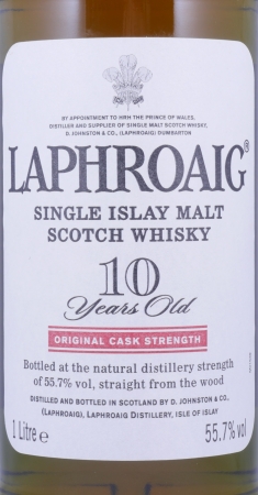 Laphroaig 10 Years Cask Strength Red Stripe Islay Single Malt Scotch Whisky 55,7% 1,0 L