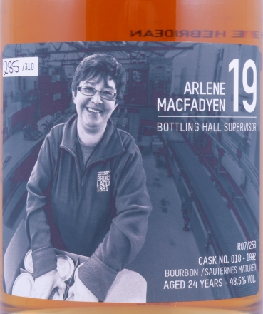 Bruichladdich 1992 24 Years Bourbon/Sauternes Cask R07/258 No. 018 Laddie Crew Valinch 19 Arlene MacFayden Islay Single Malt Scotch Whisky 48.5%
