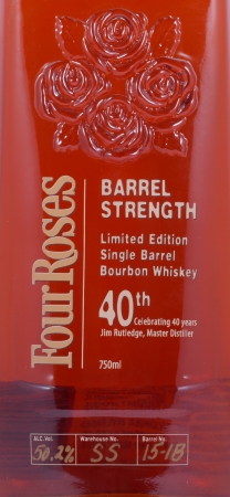 Four Roses 13 1/2 Years Single Barrel No. 15-1B 40th Anniversary of Jim Rutledge Kentucky Straight Bourbon Whiskey 50.2%