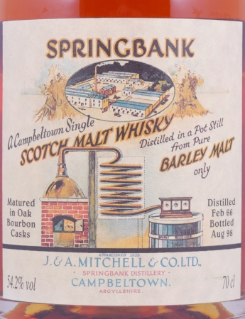 Springbank 1966 32 Years Local Barley Bourbon Cask No. 1966 500 Campbeltown Single Malt Scotch Whisky 54.2%