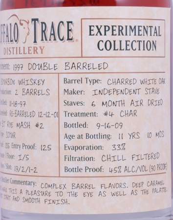 Buffalo Trace 1997 11 Years Double Barreled 7. Release Experimental Collection 2009 Bourbon Whiskey 45.0%