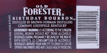 Old Forester Spring 1993 Over 8 Years Old Bottled 2005 Birthday Edition 5th Release Kentucky Straight Bourbon Whiskey 48.0%