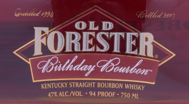 Old Forester Spring 1994 13 Years Bottled 2007 Birthday Edition 7. Release Kentucky Straight Bourbon Whiskey 47,0%