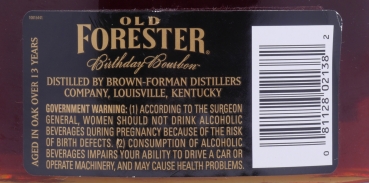 Old Forester Spring 1995 13 Years Bottled 2008 Birthday Edition 8. Release Kentucky Straight Bourbon Whiskey 47,0%