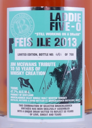 Bruichladdich Feis Ile 2013 Laddie Five-O Jim McEwans 50 Years of Whisky Creation Islay Single Malt Scotch Whisky 47.7%