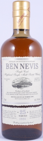 Ben Nevis 1991 25 Years Fresh Sherry Butt Cask No. 3711 Highland Single Malt Scotch Whisky Cask Strength 61,3%