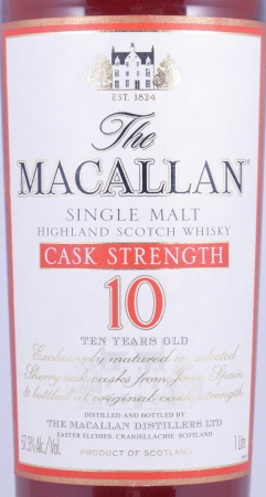 Macallan 10 Years Cask Strength Sherry Oak Highland Single Malt Scotch Whisky 57,3% 1,0L