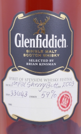 Glenfiddich 2003 13 Years First Fill Sherry Butt Cask No. 33643 Speyside Single Malt Scotch Whisky Cask Strength 59.0%