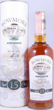 Bowmore 15 Years Mariner Islay Single Malt Scotch Whisky Seagull Label with 3 Icons 43,0%