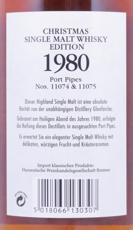 Glenfarclas 1980 32 Years Christmas Port Pipe Edition Cask No. 11074 + 11075 Highland Single Malt Scotch Whisky 45,7%