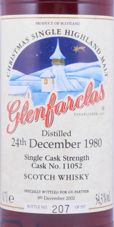 Glenfarclas 1980 21 Years Sherry Cask No. 11052 Christmas Edition Highland Single Malt Scotch Whisky 54,3%