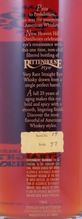 Rittenhouse 1984 23 Years Single Barrel No. 14 Very Rare Kentucky Straight Rye Whiskey 50,0%