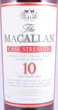 Macallan 10 Years Cask Strength Sherry Oak Highland Single Malt Scotch Whisky 58.4% 1.0L