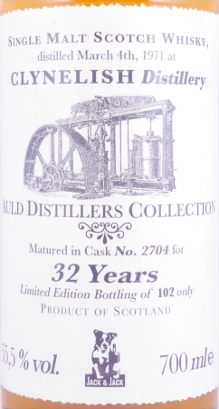 Clynelish 1971 32 Years Oak Cask No. 2704 Jack Wiebers Auld Distillers Collection Highland Single Malt Scotch Whisky 55,5%
