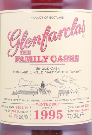 Glenfarclas 1995 22 Years The Family Casks 1st Fill Sherry Hogshead Cask No. 2992 Highland Single Malt Scotch Whisky 42.1%