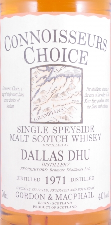 Dallas Dhu 1971 23 Years Gordon und MacPhail Connoisseurs Choice Gold Screw Cap Speyside Single Malt Scotch Whisky 40,0%