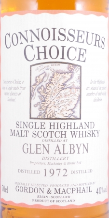 Glen Albyn 1972 22 Years Gordon and MacPhail Connoisseurs Choice Gold Screw Cap Highland Single Malt Scotch Whisky 40.0%