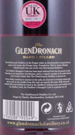 Glendronach 1993 25 Years Sherry Butt Cask No. 400 Distillery Managers Exklusive Hand-Filled Highland Single Malt Scotch Whisky 53,6%