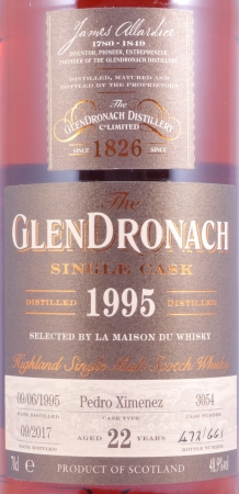 Glendronach 1995 22 Years Pedro Ximenez Sherry Puncheon Cask No. 3054 Highland Single Malt Scotch Whisky 48,9%