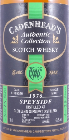 Glen Elgin-Glenlivet 1976 25 Years Sherry Hogshead Cadenhead Authentic Collection Speyside Single Malt Scotch Whisky 47,8%