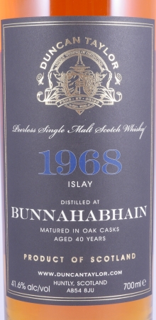 Bunnahabhain 1968 40 Years Oak Cask No. 11570 Duncan Taylor Peerless Cask Strength Rare Auld Edition Islay Single Malt Scotch Whisky 41,6%