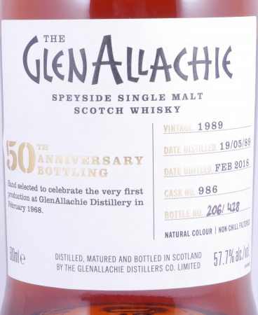 GlenAllachie 1989 28 Years Sherry Butt Cask No. 986 50th Anniversary Special Release Speyside Single Malt Scotch Whisky 57,7%