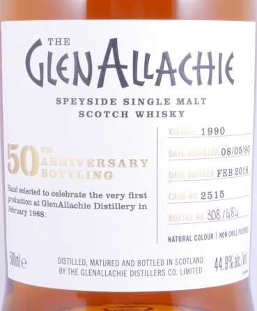 GlenAllachie 1990 27 Years Sherry Butt Cask No. 2515 50th Anniversary Special Release Speyside Single Malt Scotch Whisky 44,9%