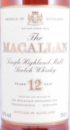 Macallan 12 Years Sherry Wood Highland Single Malt Scotch Whisky 43,0% old Bottling für JUMAC GmbH Bonn