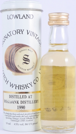 Rosebank 1990 9 Years Oak Cask No. 505 Miniature Lowland Single Malt Scotch Whisky Signatory Vintage 43.0%