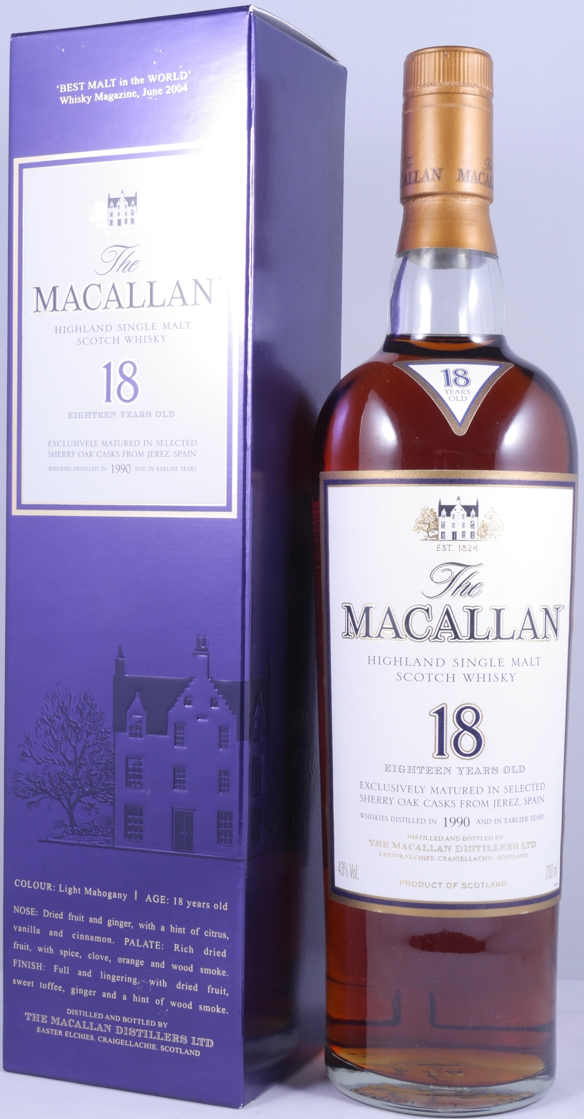 Buy Macallan 1990 18 Years Sherry Oak Highland Single Malt Scotch Whisky 43 0 Vol Original Bottling At Amcom Secure Online