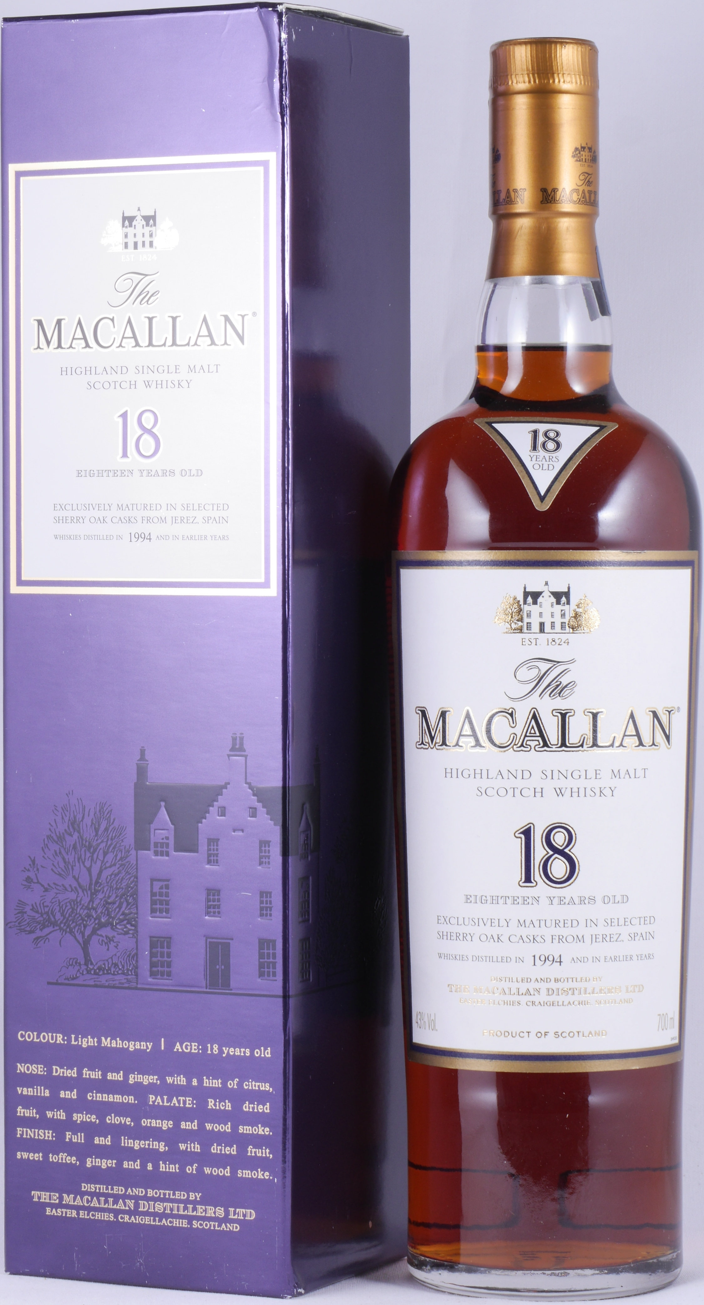Buy Macallan 1994 18 Years Sherry Oak Highland Single Malt Scotch Whisky 43 0 Vol Original Bottling At Amcom Online