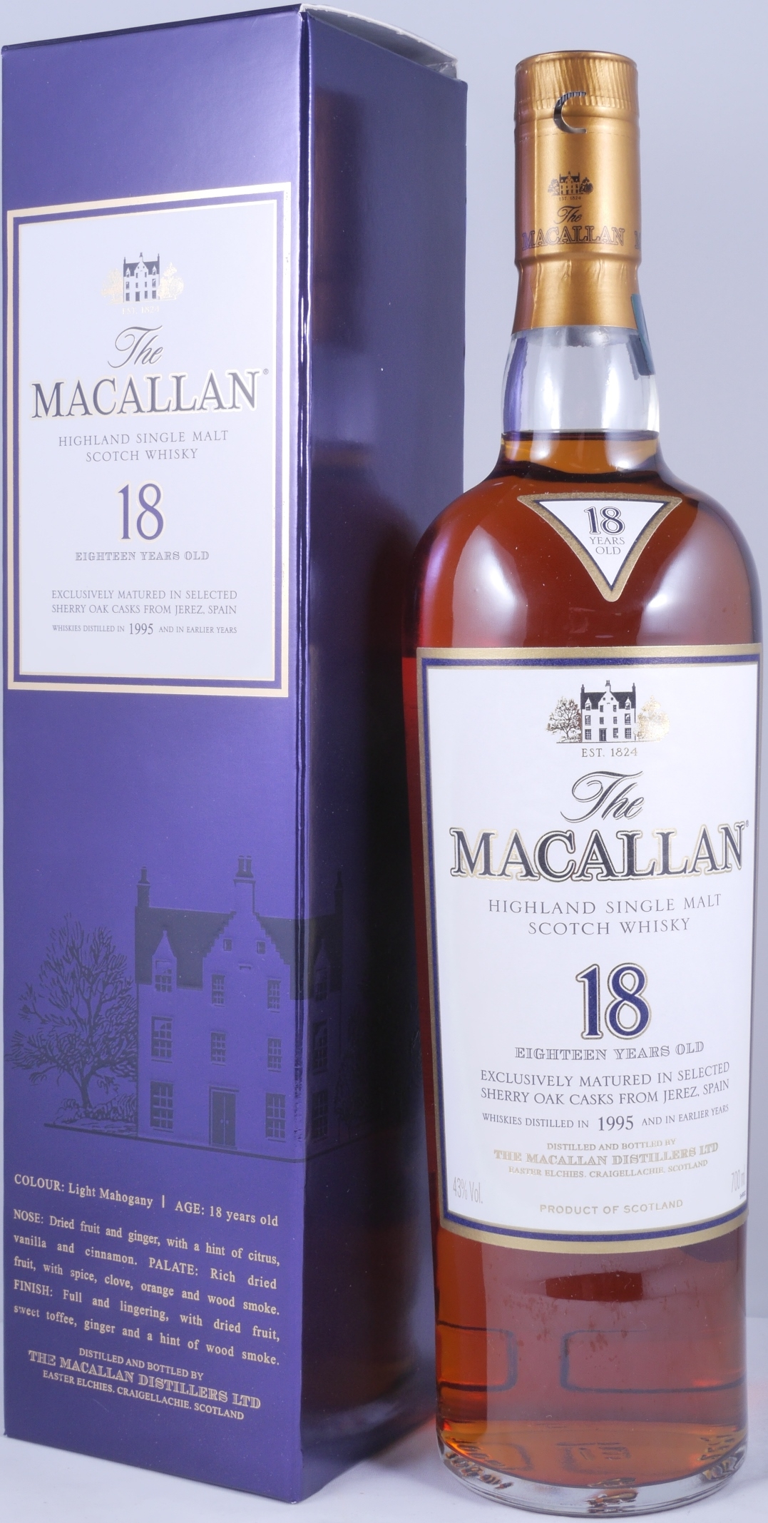 Buy Macallan 1995 18 Years Sherry Oak Highland Single Malt Scotch Whisky 43 0 Abv At Amcom Secure Online