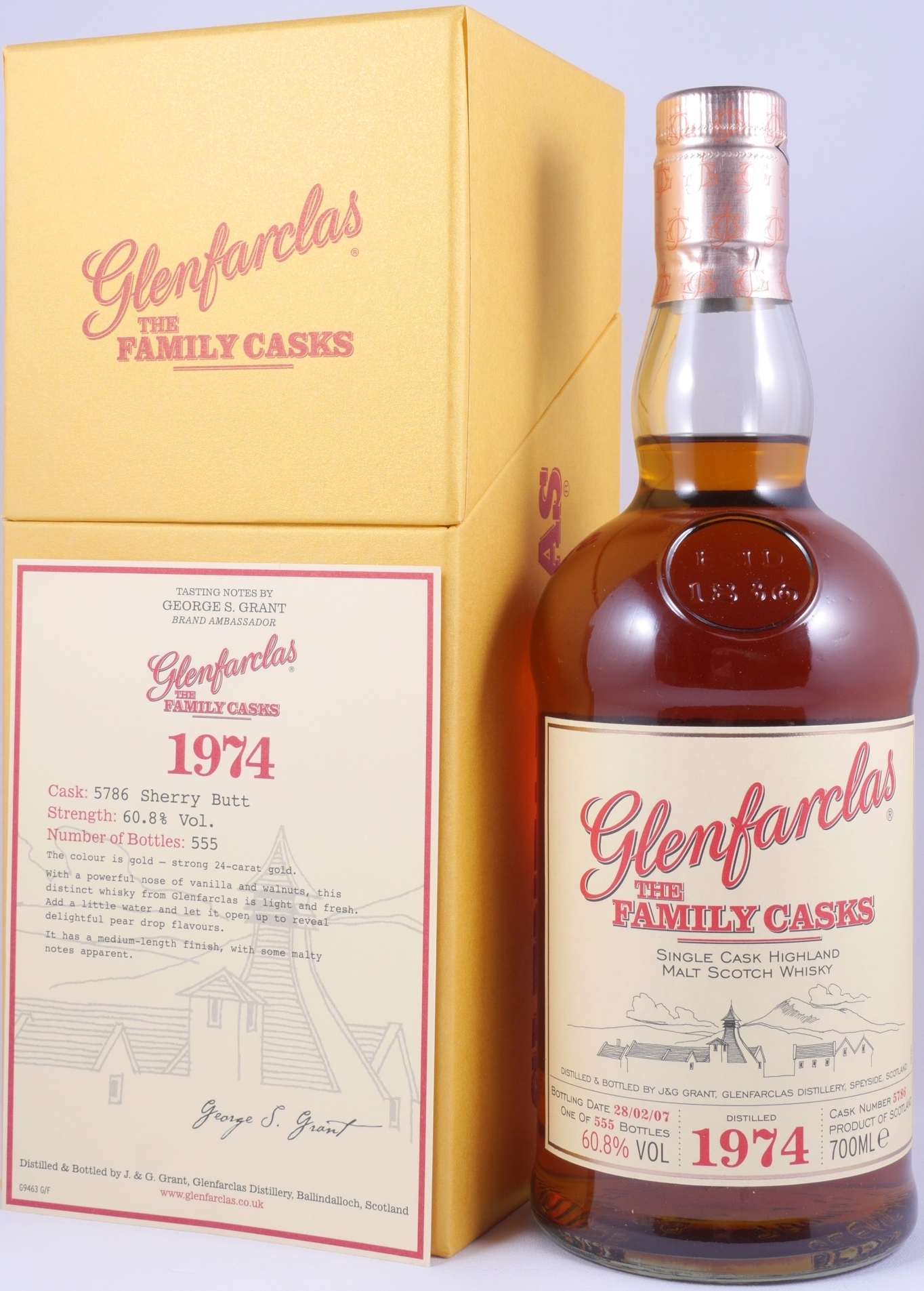 Glenfarclas 1974 32 Years The Family Casks Sherry Butt Cask No. 5786  Highland Single Malt Scotch Whisky Cask Strength 60,8% Vol. Bei Amcom  Sicher Online Bestellen