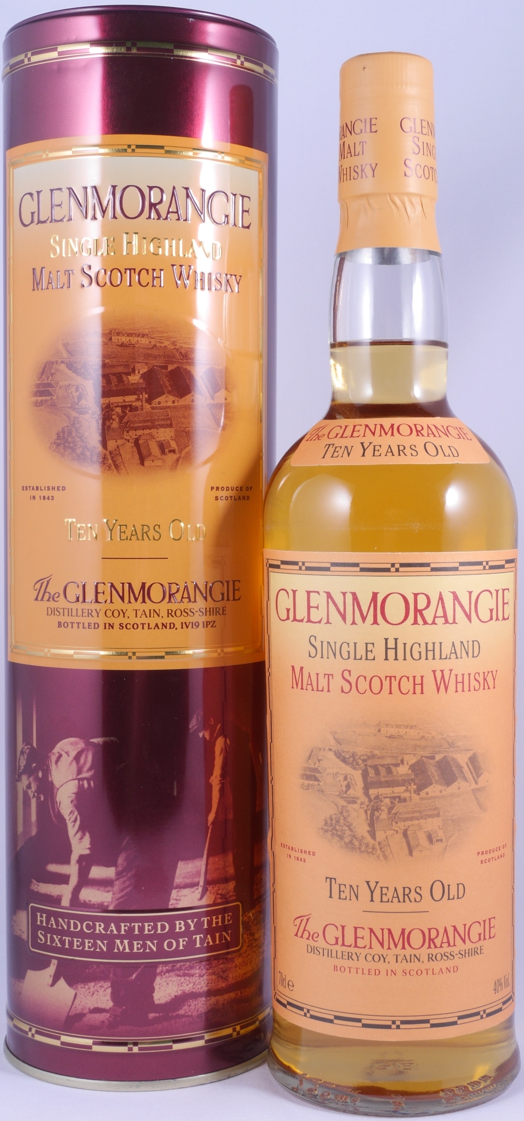 Buy Glenmorangie 10 Years Old Bottling Highland Single Malt Scotch Whisky  round Metall-Tin 40.0% ABV at Amcom secure online