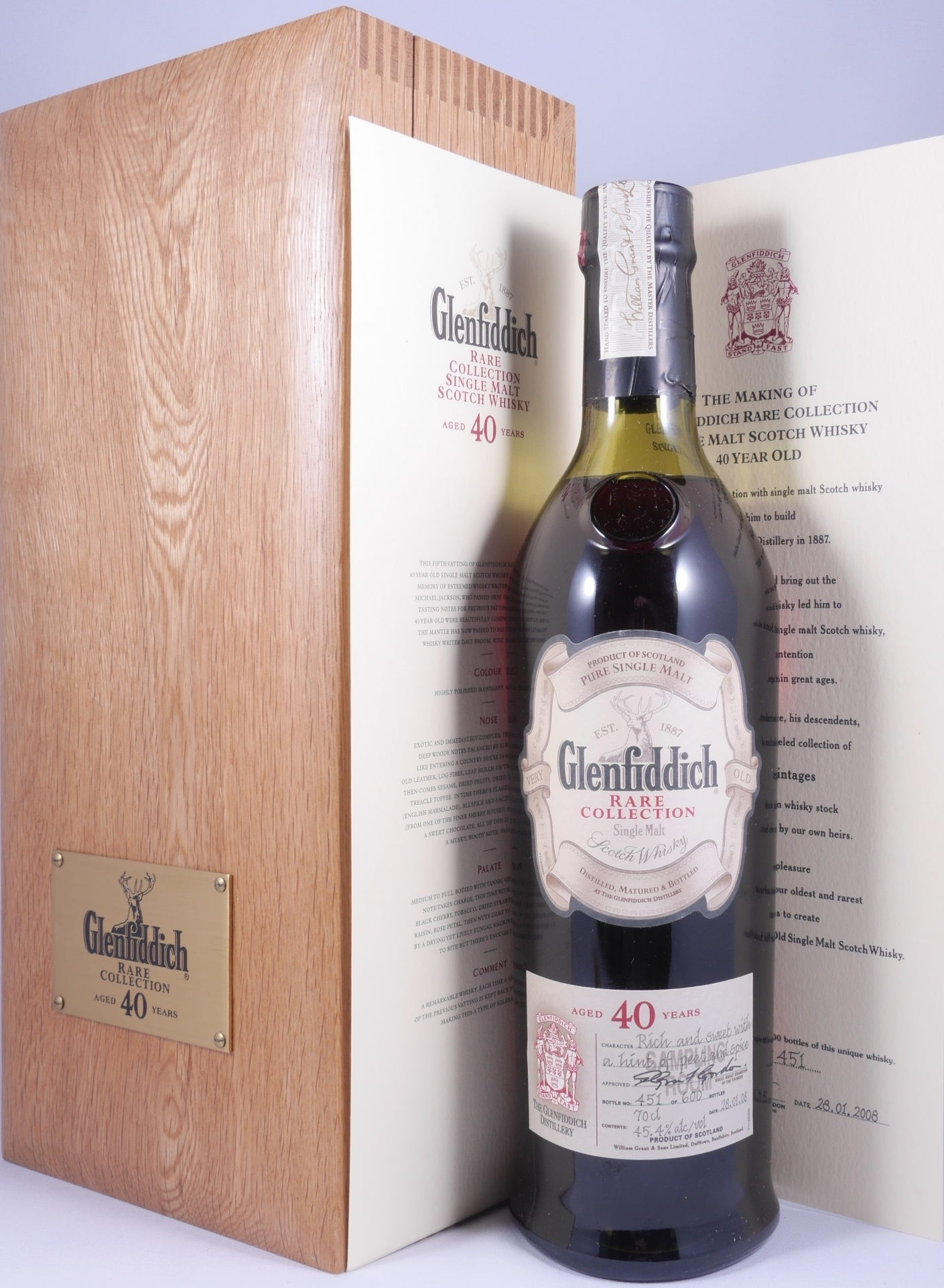 Buy Glenfiddich 40 Years-old Rare Collection Release 2008 Speyside Pure Single  Malt Scotch Whisky Wooden Box 45.4% ABV at AmCom secure online