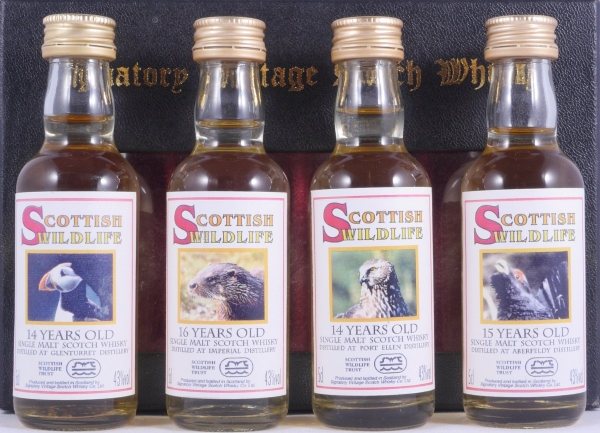 Scottish Wildlife Miniatur Set No. 2 Glenturret / Imperial / Port Ellen / Aberfeldy Single Malt Scotch Whisky 43,0%