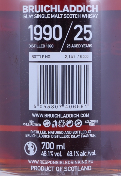 Bruichladdich 1990 25 Years Sherry Cask Limited Edition Islay Single Malt Scotch Whisky 48,1%