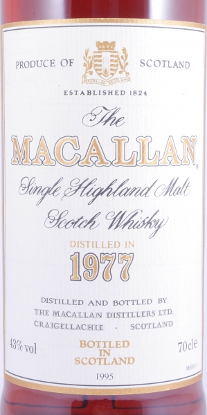 Macallan 1977 18 Years bottled in 1995 Sherry Wood Highland Single Malt Scotch Whisky 43,0%