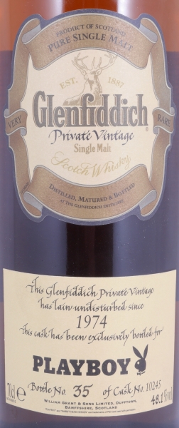 Glenfiddich 1974 31 Years Oak Cask No. 10245 Playboy Selection Speyside Single Malt Scotch Whisky Cask Strength 48,1%