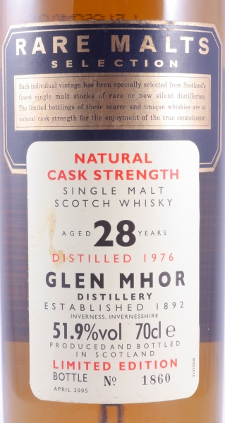 Glen Mhor 1976 28 Years Diageo Rare Malts Selection Limited Edition Highland Single Malt Scotch Whisky Cask Strength 51.9%